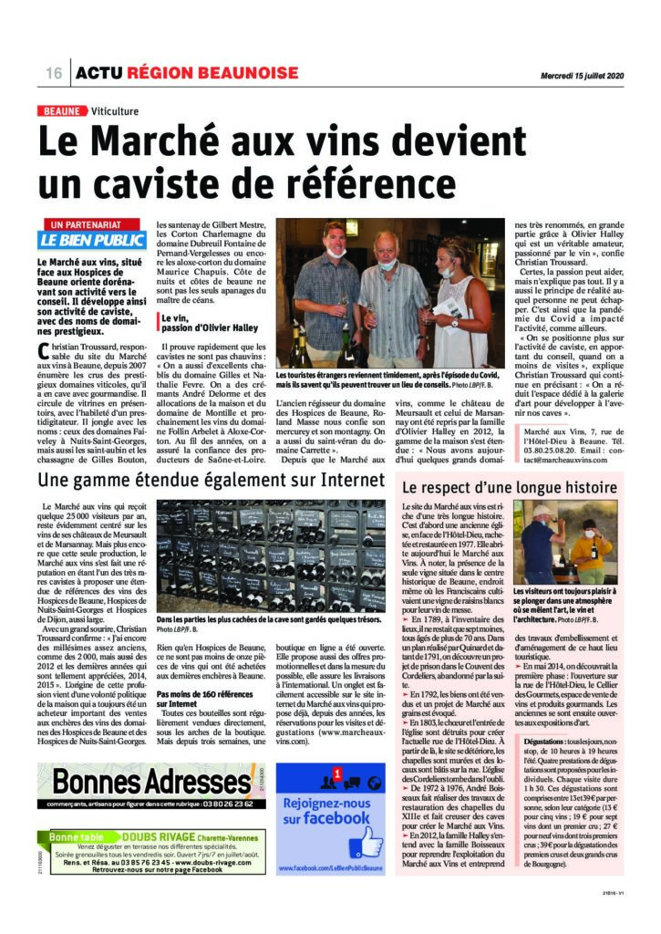 Press coverage: Le Marché aux vins becomes a reference wine merchant