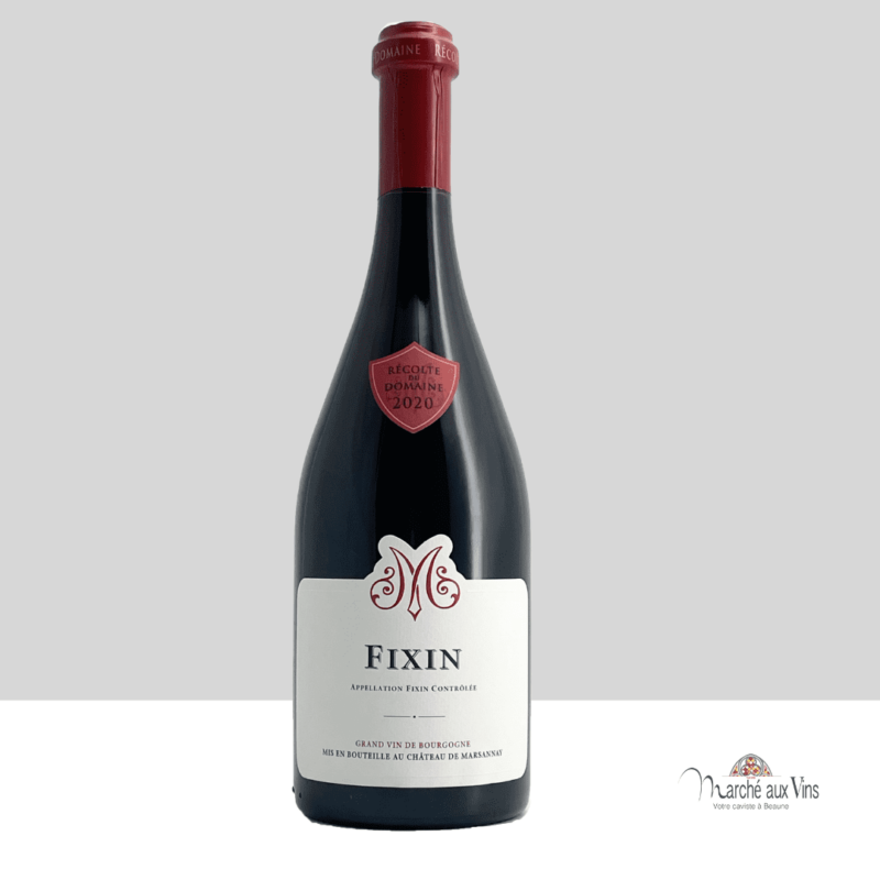 Une bouteille de vin rouge Fixin 2020 du Château de Marsannay