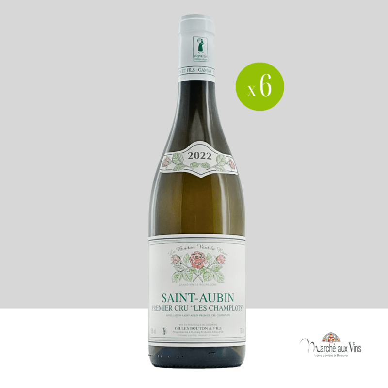 Saint-Aubin Premier Cru Les Champlots blanc 2022, Domaine Gilles Bouton et Fils - lot de 6 bouteilles