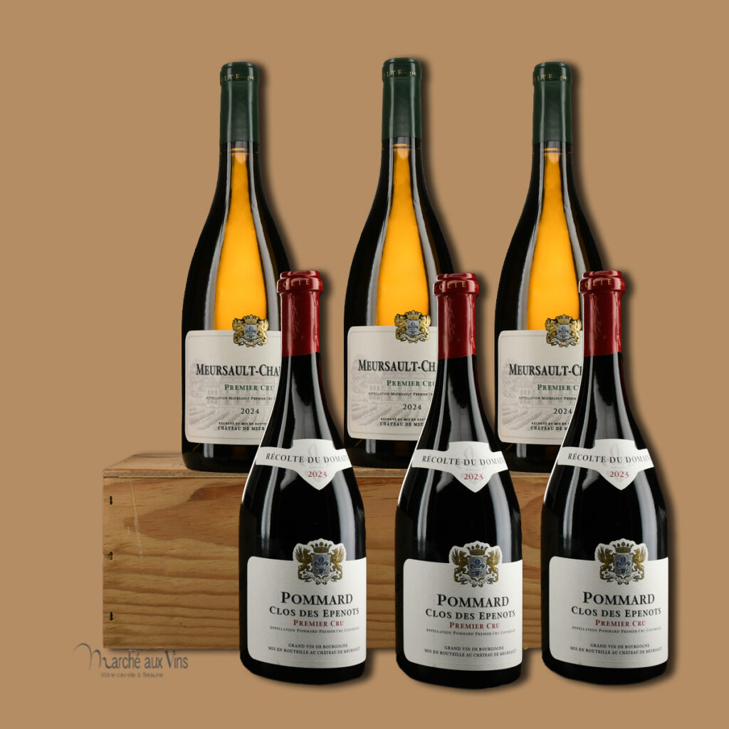 Six bouteilles Meursault-Charmes et Pommard Premier Cru Bourgogne